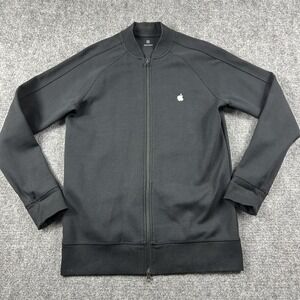 Apple Jacket Mens Medium Black Bomber Full Zip Fleece Logo‎ Employee